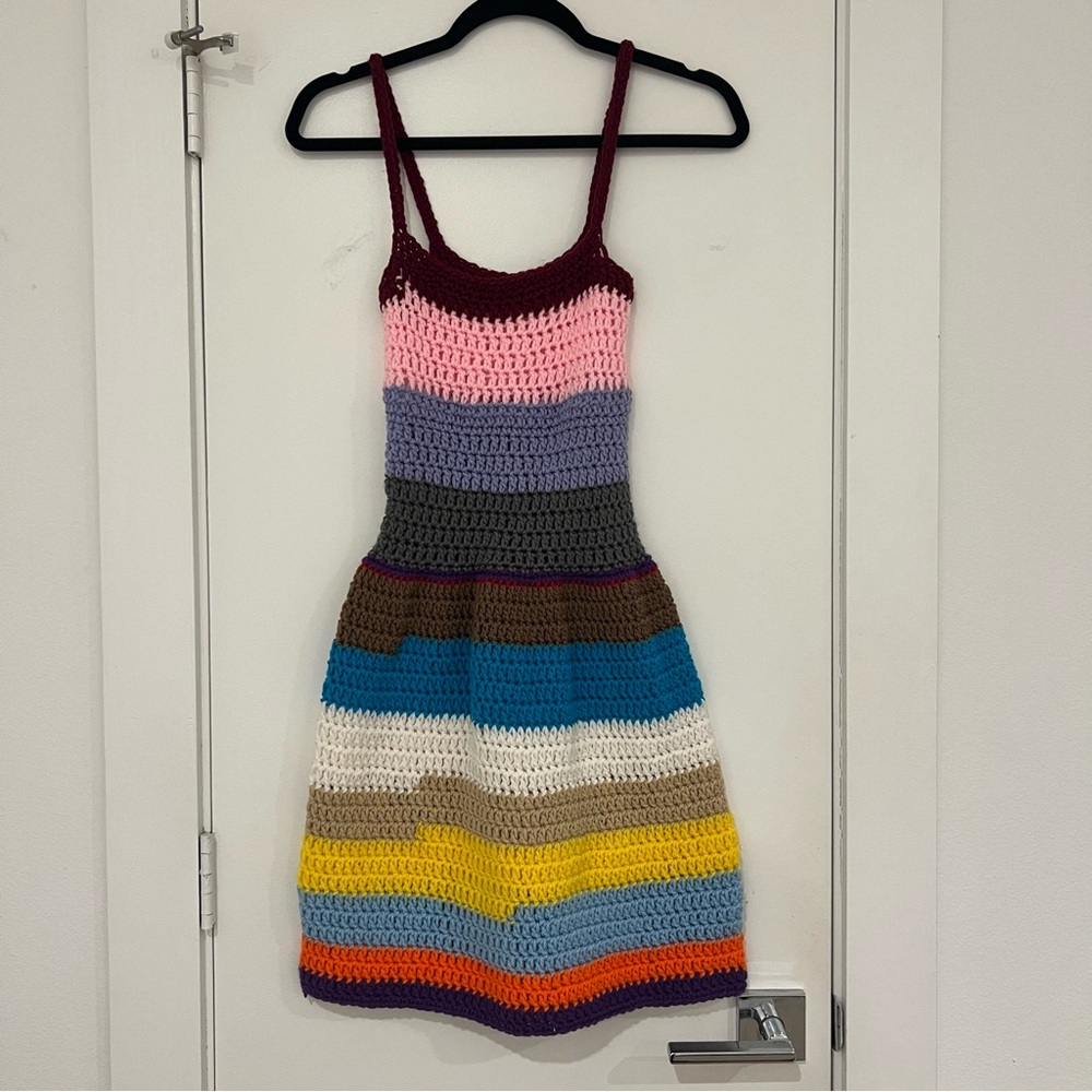 Rainbow Crochet Mini Dress